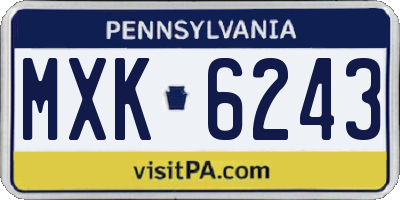 PA license plate MXK6243