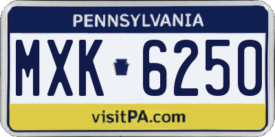 PA license plate MXK6250
