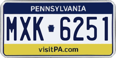 PA license plate MXK6251