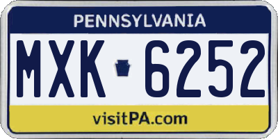 PA license plate MXK6252