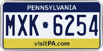 PA license plate MXK6254