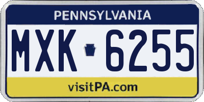 PA license plate MXK6255