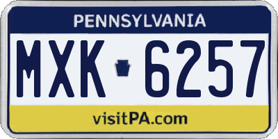 PA license plate MXK6257