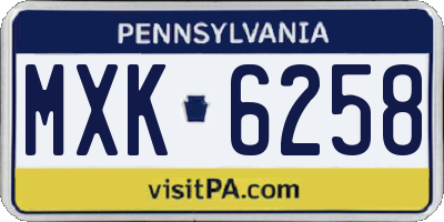 PA license plate MXK6258