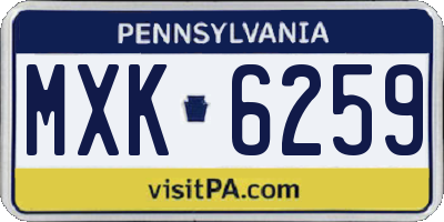 PA license plate MXK6259