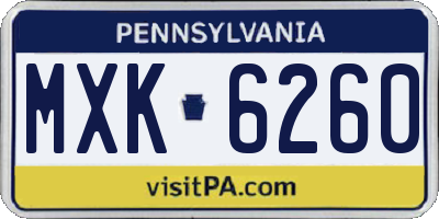 PA license plate MXK6260