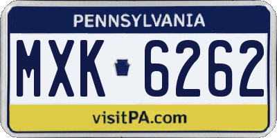 PA license plate MXK6262