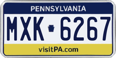 PA license plate MXK6267