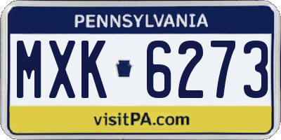 PA license plate MXK6273
