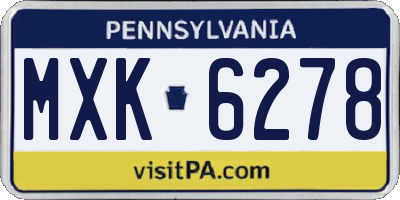 PA license plate MXK6278