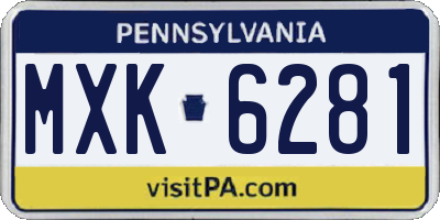 PA license plate MXK6281