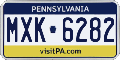 PA license plate MXK6282