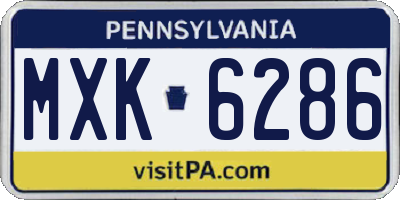 PA license plate MXK6286