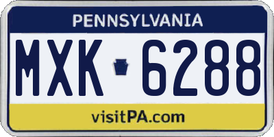 PA license plate MXK6288