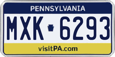 PA license plate MXK6293