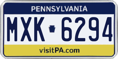 PA license plate MXK6294