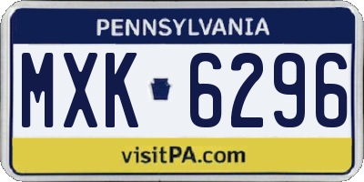 PA license plate MXK6296