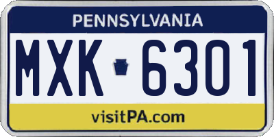 PA license plate MXK6301