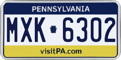 PA license plate MXK6302