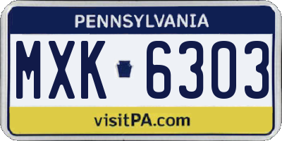 PA license plate MXK6303