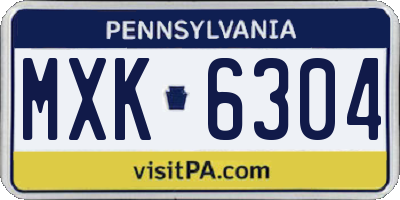 PA license plate MXK6304