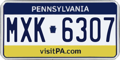 PA license plate MXK6307