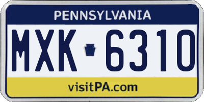 PA license plate MXK6310