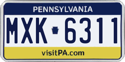 PA license plate MXK6311
