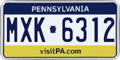 PA license plate MXK6312