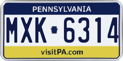 PA license plate MXK6314