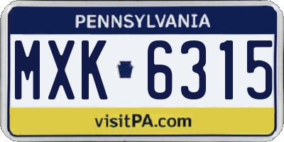 PA license plate MXK6315