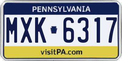 PA license plate MXK6317
