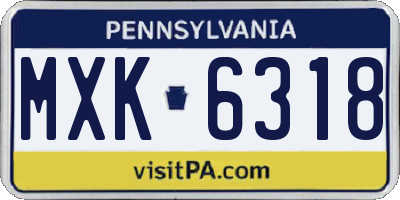 PA license plate MXK6318