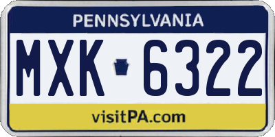PA license plate MXK6322