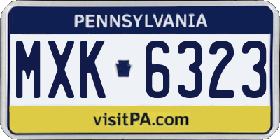 PA license plate MXK6323