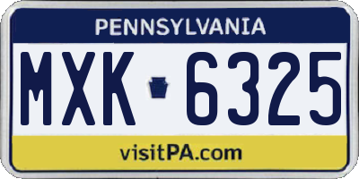 PA license plate MXK6325