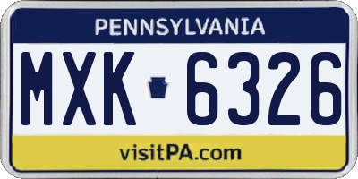 PA license plate MXK6326