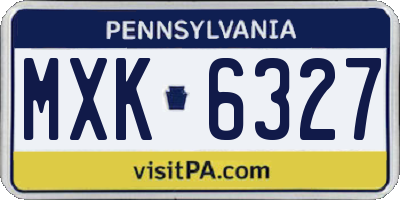 PA license plate MXK6327