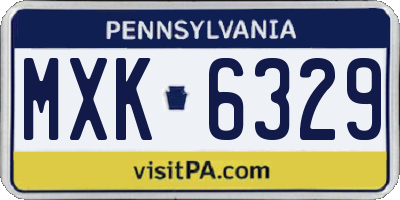 PA license plate MXK6329