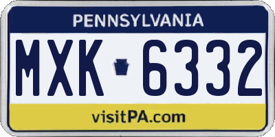 PA license plate MXK6332