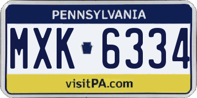PA license plate MXK6334
