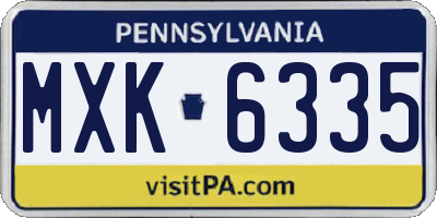 PA license plate MXK6335