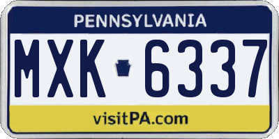 PA license plate MXK6337