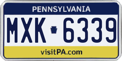 PA license plate MXK6339