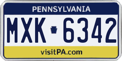 PA license plate MXK6342