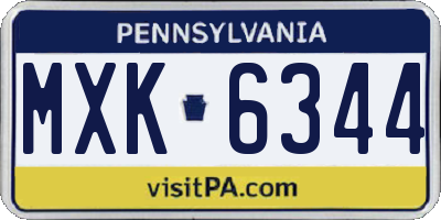 PA license plate MXK6344