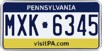 PA license plate MXK6345