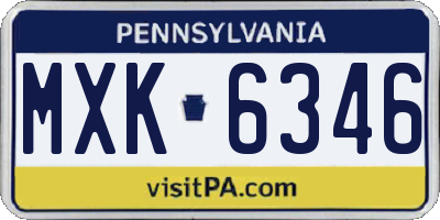 PA license plate MXK6346