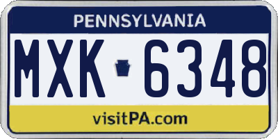 PA license plate MXK6348