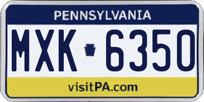 PA license plate MXK6350